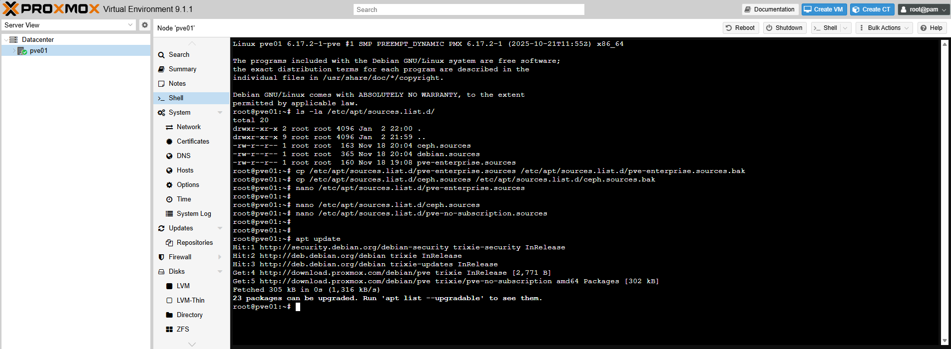 Screenshot: Successful apt update